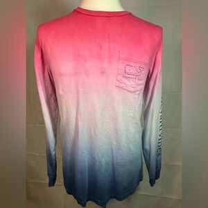 Vineyard Vines Men's Long Sleeve Ombre Shirt - Pink and Blue
